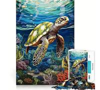 Rompecabezas de Acuario de Tortugas Marinas de 1000 Piezas para Adolescentes Refuerza la Memoria, Calma y relajación Bordes de Calidad (38x26cm)