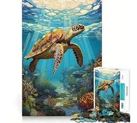 Rompecabezas de Acuario de Tortugas Marinas para Adultos, 1000 Piezas, Rompecabezas Mental para Relajarse, patrón de ensamblaje, artículo de Deseo de Papá Noel (38x52cm)