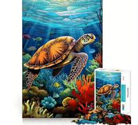Rompecabezas de Acuario de Tortugas Marinas para Adultos, 1000 Piezas, Rompecabezas Mental para Relajarse, patrón de ensamblaje, artículo de Deseo de Papá Noel (38x26cm)