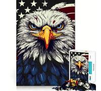 Rompecabezas de águila Calva con Bandera de EE UU,1000 Piezas,Juguete para desarrollar la Capacidad cognitiva,Superficie Lisa y sin Rebabas,Actividad Relajante para Grupos en Interiores (50x75cm)