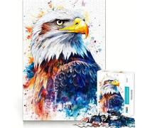 Rompecabezas de águila Calva en Acuarela para Adolescentes 1000 Piezas Mejora la Capacidad Mental Juego tamaño Uniforme Piezas precisas Actividad Nocturna Divertida en Familia (38x26cm)