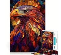 Rompecabezas de águila de vitral para Adolescentes, 1000 Piezas, para desarrollar la Memoria, Tiempo Libre, Bordes limpios, Bonito Regalo 38x26cm