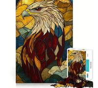 Rompecabezas de águila de vitral para Adolescentes, 1000 Piezas, para desarrollar la Memoria, Tiempo Libre, Bordes limpios, Bonito Regalo 50x75cm