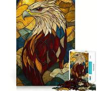 Rompecabezas de águila de vitral para Adolescentes, 1000 Piezas, para desarrollar la Memoria, Tiempo Libre, Bordes limpios, Bonito Regalo 38x52cm