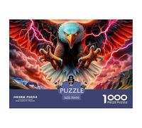 Rompecabezas de águila para Adultos: águila con Motocicleta bajo un Rayo (1000 Piezas, Apto para descompresión, 70 x 50 cm, 1000 Piezas)