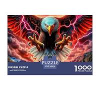 Rompecabezas de águila para Adultos para descompresión: águila con Motocicleta bajo un Rayo, Juego Educativo, desafío, decoración de Pared, 38 x 26 cm/1000 Piezas
