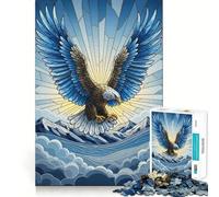 Rompecabezas de águila sobre montañas con vidrieras para Adolescentes, 1000 Piezas, Juguete de lógica, diversión Relajante, Bordes Suaves, Regalo de cumpleaños 38x26cm