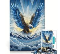 Rompecabezas de águila sobre montañas en vidrieras para Adultos, 1000 Piezas, Juguete para ejercitar la Mente, diversión silenciosa, Corte preciso, decoración de Pared 50x75cm