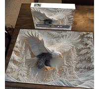 Rompecabezas de águila tallada, rompecabezas de águila de 1000 piezas, obras de arte de vida silvestre, desafiante juego familiar para adultos, majestuoso águila calva e diseño para amantes de la