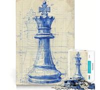 Rompecabezas de ajedrez Queen Blueprint para Adultos, 1000 Piezas, con Sistema Memory Lift, fácil de armar, Ideal para el Ocio y como Regalo artístico (38x52cm)