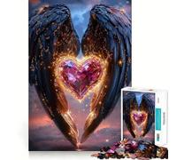 Rompecabezas de alas de ángel y corazón para Adultos,1000 Piezas,para estimular la concentración,Divertido,tamaño Uniforme,Piezas precisas,Actividad para Fortalecer los Lazos Familiares (50x75cm)