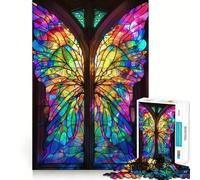 Rompecabezas de alas de Hada de vidrieras para Adolescentes, 1000 Piezas, Juguete Inteligente, Juego Relajante, Corte Suave, Regalo increíble 38x26cm