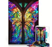 Rompecabezas de alas de Hada de vitral para Adolescentes, 1000 Piezas, Mejora la Memoria, diversión Tranquila, Bordes precisos, Regalo artístico 38x52cm