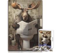 Rompecabezas de Alces en el Inodoro, 1000 Piezas para Adolescentes, Juego de Aprendizaje de Pensamiento estratégico, Regalo Ideal y significativo para Cualquier Evento, tamaño 38x52cm