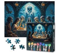 Rompecabezas de almas sentadas en banquete para adultos, 1000 piezas Día de los Muertos Tema Jigsaw Puzzle 1000 piezas para adultos difíciles rompecabezas desafiantes como regalo para fiestas