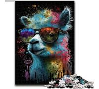 Rompecabezas de Alpaca Colorida con Gafas para Adultos, 1000 Piezas, desafío de Inteligencia Cerebral, Juguetes adictivos, Regalos de cumpleaños para Mayores de 14 años (26x38cm)