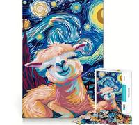 Rompecabezas de Alpaca Estilo Noche Estrellada para Adolescentes,1000 Piezas,Juego para estimular la Mente,Piezas sin Rebabas,Corte Limpio,fácil de Aprender,diversión para Toda la Familia (50x75cm)