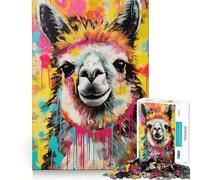 Rompecabezas de Alpaca Estilo Pop Art para Adultos,1000 Piezas,estimulación Mental,Corte preciso,alineación, Actividad para Fortalecer los Lazos Familiares (38x26cm)
