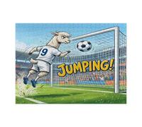 Rompecabezas de alpaca para adultos de 500 piezas, diseño de animales con cabecera de salto de madera, decoraciones de patrón deportivo para fiestas de entretenimiento