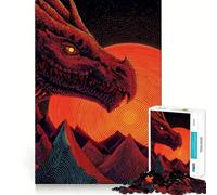 Rompecabezas de Alta dificultad Dragón Rojo sobre montañas con Sol para Adultos, 1000 Piezas, desafío Mental, Juguete de Ocio Suave, Corte preciso, Regalo Memorable (38x52cm)