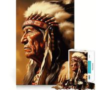 Rompecabezas de Alta dificultad para Adultos con Retrato de un Jefe Nativo Americano, 1000 Piezas, Think Toy, diversión Tranquila, Corte Limpio, Pieza de Arte Fino (38x52cm)
