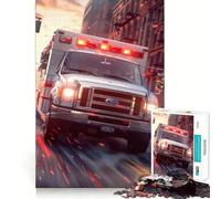Rompecabezas de Ambulancia en la Ciudad para Adultos,1000 Piezas,Juego para estimular la Mente,Piezas de Ajuste preciso y sin Costuras,Actividad Relajante para Grupos en Interiores (38x52cm)