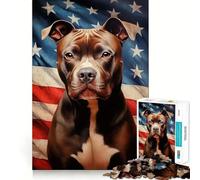 Rompecabezas de American Pit Bull Terrier,1000 Piezas,Juego de Memoria Cerebral, Corte láser,Actividad Absorbente para Noches tranquilas (38x26cm)