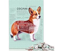 Rompecabezas de anatomía de un Corgi galés. Rompecabezas Rectangular de Papel Entrelazado de precisión para Adultos y niños 1000 Piezas (26 x 38 cm).