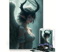Rompecabezas de ángel con Cuernos de Diablo de 1000 Piezas para Adolescentes Estimula la Mente y es un pasatiempo Relajante Encaje Firme (38x26cm)