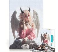 Rompecabezas de ángel con Cuernos de Diablo para Adolescentes 1000 Piezas Juego Mental Divertido Conexión Limpia y fluida Una Forma Atractiva de Pasar el Tiempo Libre (38x26cm)