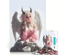 Rompecabezas de ángel con Cuernos de Diablo para Adolescentes 1000 Piezas Juego Mental Divertido Conexión Limpia y fluida Una Forma Atractiva de Pasar el Tiempo Libre (50x75cm)