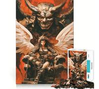 Rompecabezas de ángel,Demonio y samurái,1000 Piezas,Juego de Habilidad Mental,Corte láser, Tiempo Tranquilo,Ejercicio Mental en casa (38x52cm)