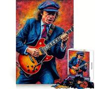 Rompecabezas de Angus Young Guitarrista, 1000 Piezas para Adolescentes Memoria aguda, Tranquilidad, Ocio, Bordes limpios, Regalo Festivo (38x52cm)
