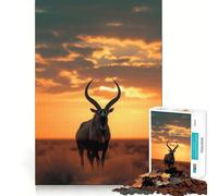 Rompecabezas de Animales al Atardecer para Adolescentes, 1000 Piezas, Actividad para ejercitar la Mente en casa, Bordes precisos, Regalo Festivo 38x26cm