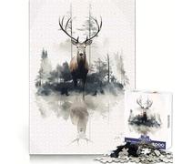 Rompecabezas de Animales, Ciervos y Naturaleza para Adultos, 1000 Piezas, Entrenamiento de Memoria, recreación Tranquila, Corte Impecable, Regalo navideño (50x75cm)
