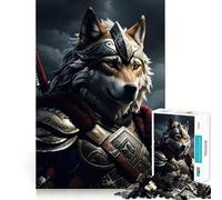 Rompecabezas de Animales con Armadura de Guerrero Lobo,1000 Piezas Ejercicio Mental Divertido Piezas de Ajuste preciso Una Forma entretenida de Pasar el Tiempo Libre (50x75cm)