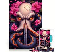 Rompecabezas de Animales con Calavera de Pulpo y Espada para Adultos, 1000 Piezas, fortalece la Memoria, vínculo Familiar, Bordes limpios, Regalo de cumpleaños (38x26cm)