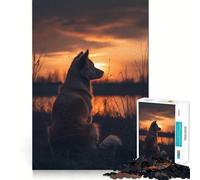 Rompecabezas de Animales con diseño de Perro y Puesta de Sol, 1000 Piezas, para Adolescentes, Juguete Educativo y Divertido, Ideal para Navidad 38x26cm