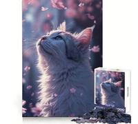 Rompecabezas de Animales con Forma de Gato y Flor de Cerezo para Adultos,1000 Piezas,para desarrollar la concentración,la Capacidad de concentración,la diversión sin estrés y el Buen Encaje