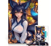 Rompecabezas de Animales con ilustración de Chica Zorro Estilo Anime,1000 Piezas,Juego Divertido sin Rebabas,Piezas de Corte Limpio,portátil,Ideal para Viajes (50x75cm)