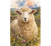Rompecabezas de Animales de 1000 Piezas para Adultos, Rompecabezas de Madera con Ilustraciones de ovejas en Acuarela.