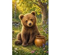 Rompecabezas de Animales de 1000 Piezas para Adultos, Rompecabezas de Oso de Madera con diseño de Miel del Bosque.