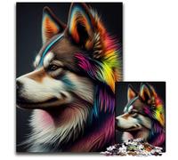 Rompecabezas de Animales de Arte Pop de Husky para Adultos, 1000 Piezas para Adolescentes y jóvenes, cumpleaños y Vacaciones, 26x38cm/10,23x14,96 Pulgadas.