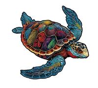 Rompecabezas de animales de madera - Forma de tortuga vibrante, decoración difícil | Presuerte de vida silvestre compleja con piezas duraderas, juguete de relajación artística para terapia cognitiva
