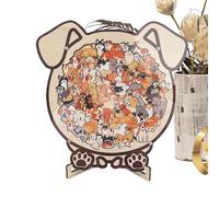Rompecabezas de animales de madera para adultos y niños - 8.7 pulgadas Irregular Jigsaw Puzzle con marco | Unique Animals Desk Ornament Home Office Decor | Creative Wood Desktop Sculpture Shelf, Study