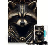 Rompecabezas de Animales de Mapache en Oro, difícil de armar, para Adultos, 1000 Piezas, Mejora la Memoria, relaja la Mente, Bordes Afilados, Regalo Elegante (50x75cm)