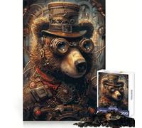 Rompecabezas de Animales Estilo Steampunk con diseño de Oso, 1000 Piezas, para Adolescentes Ideal para desarrollar la Memoria, la Calma y el Ocio Bordes impecables Regalo Festivo (50x75cm)