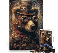 Rompecabezas de Animales Estilo Steampunk con Forma de Oso, 1000 Piezas para Adultos Pensamiento estratégico Escape Tranquilo Ajuste preciso Regalo Encantador (38x26cm)