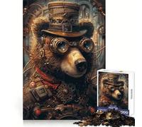 Rompecabezas de Animales Estilo Steampunk con Forma de Oso para Adultos, 1000 Piezas, Entrenamiento de Memoria, recreación Tranquila, Corte Impecable, Regalo navideño (38x52cm)
