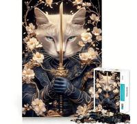 Rompecabezas de Animales Gato Samurai Chartreux con Espada, 1000 Piezas para Adolescentes, Juguete de lógica, Tren, Ocio, diversión, Corte Suave, (38x26cm)